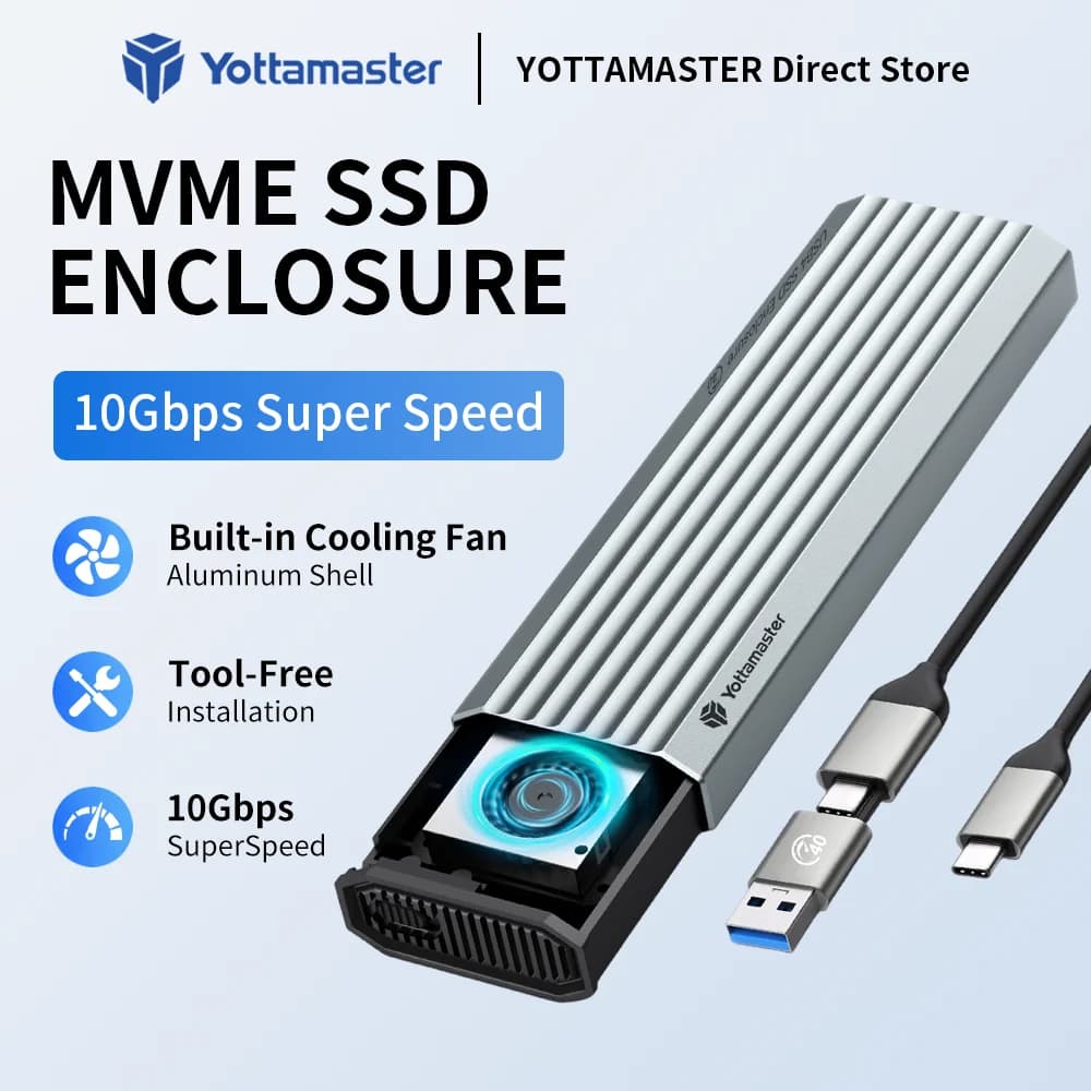 Yottamaster 40Gbps M.2 NVMe SSD Enclosure Esterno USB4.0 con Dissipatore Integrato PCIe4.0 NVMe Thunderbolt 3/4