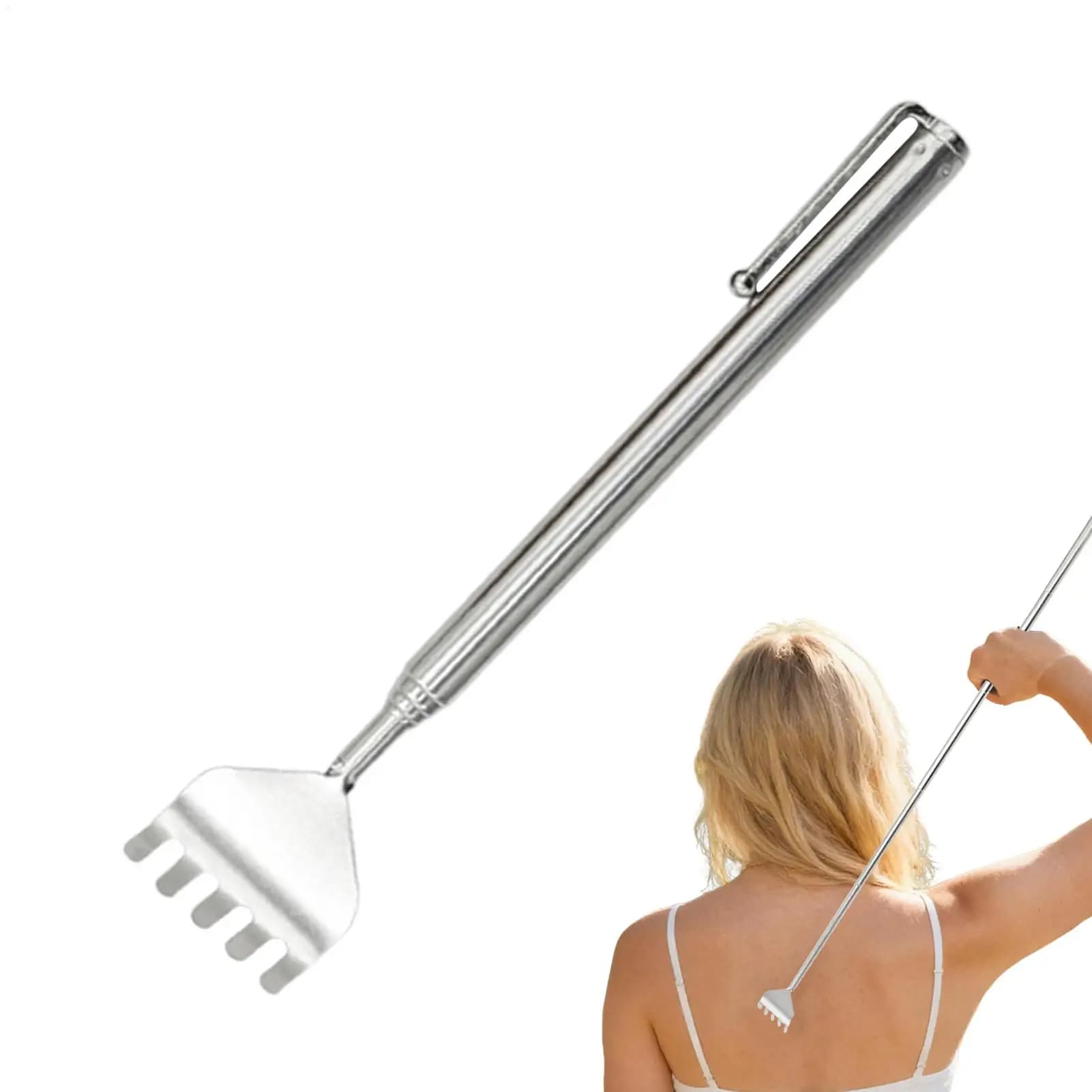 1 Pezzo Grattaschiena Estensibile Portatile in Acciaio Inossidabile, Massaggiatore Manuale Tascabile