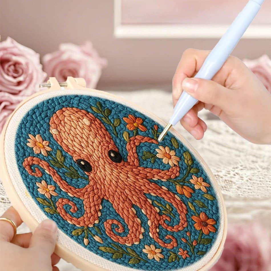 GATYZTORY punch needle embroidery kits 20x20cm animals Embroidery frame Sewing accessories Gift for needlework and creativity