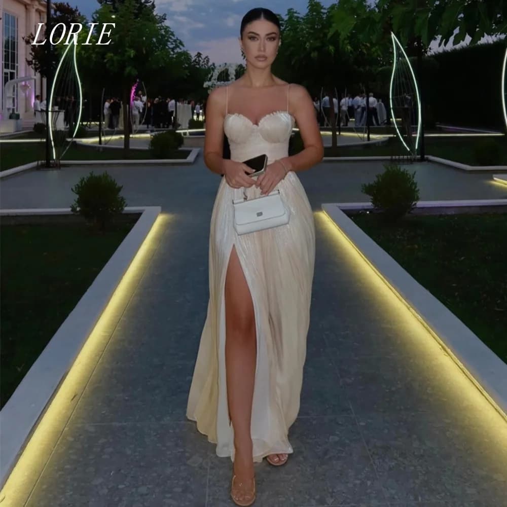 LORIE Luxury Shining A Line Evening Dress Spaghetti Strap Formal Prom Dresses Side Silt Birthday Party Gowns Customized 2026