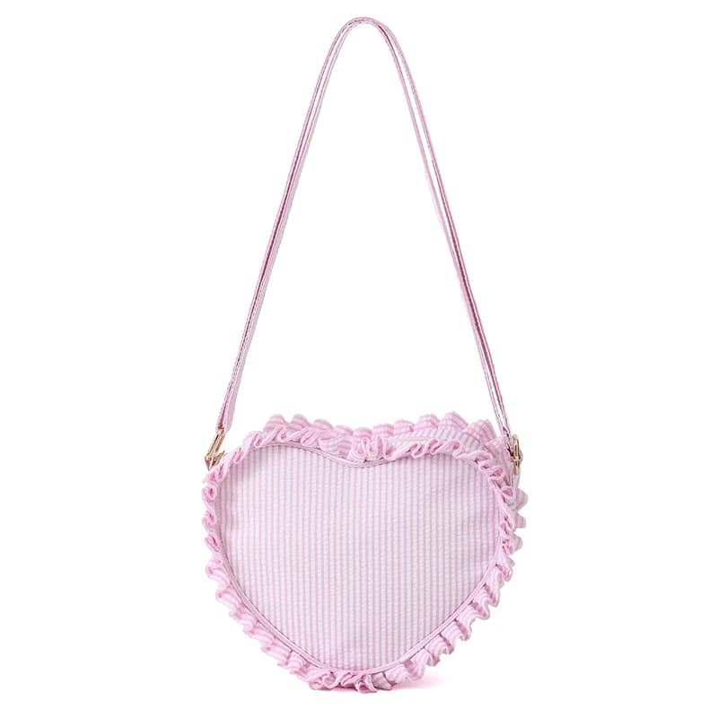 Borse a tracolla da donna 3 pezzi Borsa a tracolla da viaggio a forma di amore a strisce verticali Seersucker