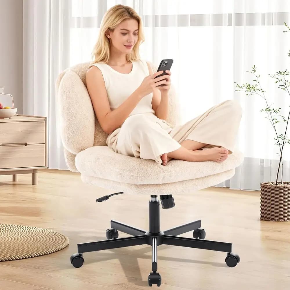 Sedia Criss, Sedia da Ufficio Ergonomica con Cuscino Spesso e Ruote, Sedia Girevole con Braccioli, Sedia da Computer Regolabile in Altezza e Larghezza