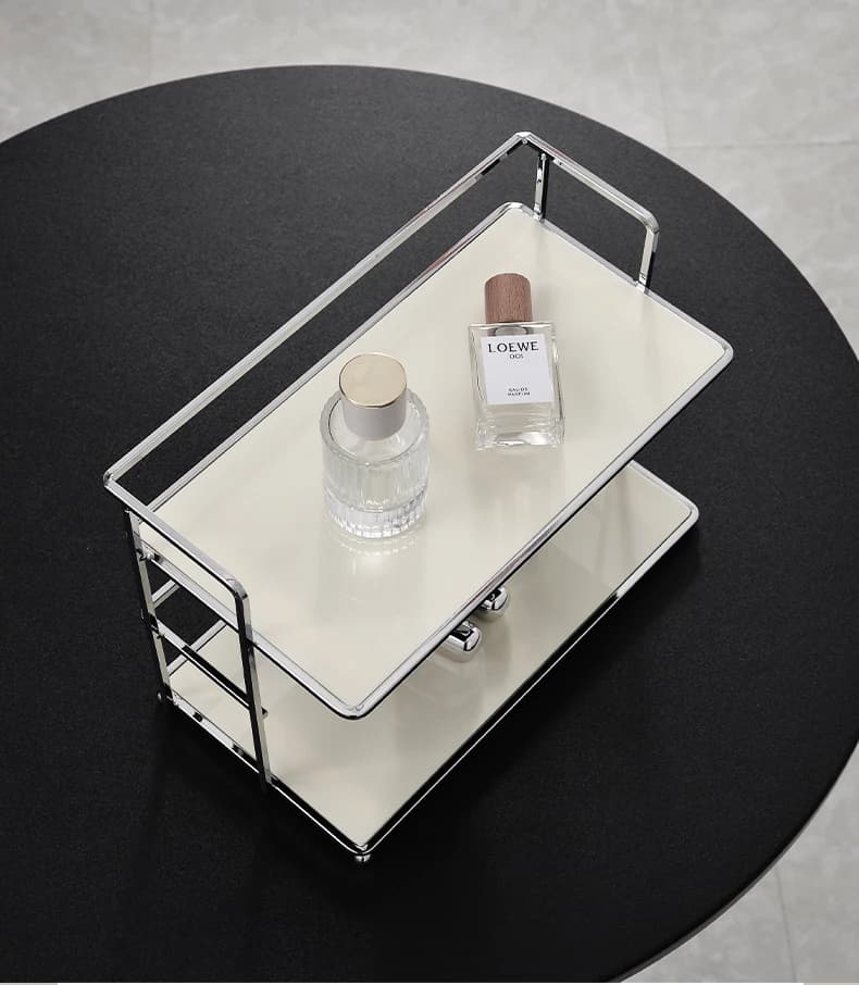 Scaffale da tavolo a doppio strato da 1 pezzo, organizer da cucina in acrilico multifunzionale, portabicchieri, portabicchieri, portabicchieri e tazze da caffè, adatto per soggiorno, cucina, camera da letto, cosmetici, profumi, ecc.