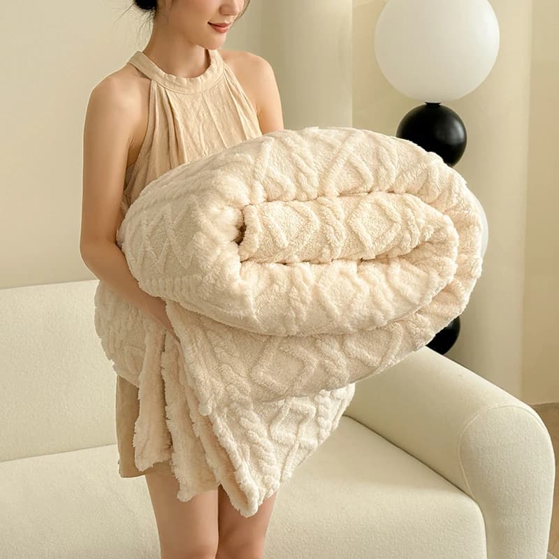 1pc Coperta in pile di corallo per l'inverno Copriletto morbido e spesso Plaid caldi per letti Singoli/Queen/King Tinta unita Thow Coperte/Plaids