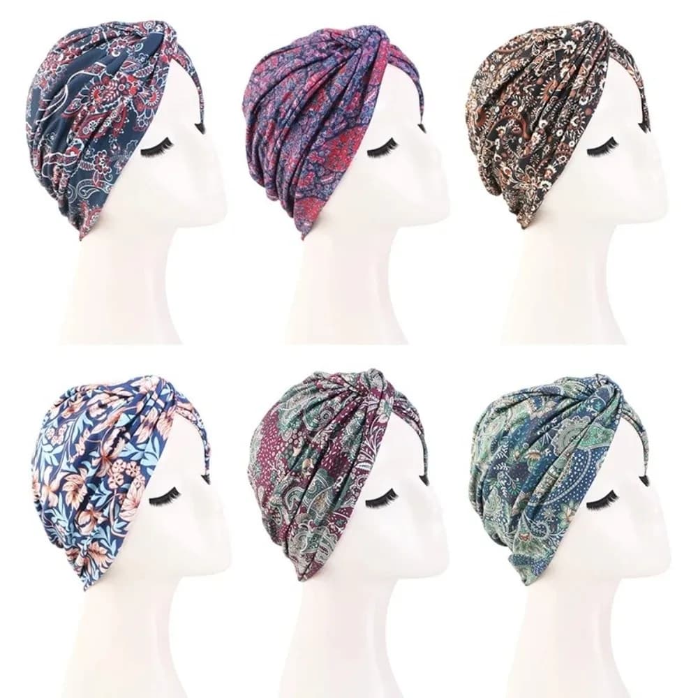 Cappello Turbante Floreale alla Moda per Donne, Elastico e Traspirante, Hijab, Sciarpa Africana Islamica, Cappello per Perdita di Capelli, Chimioterapia, Copricapo Arabo Islamico