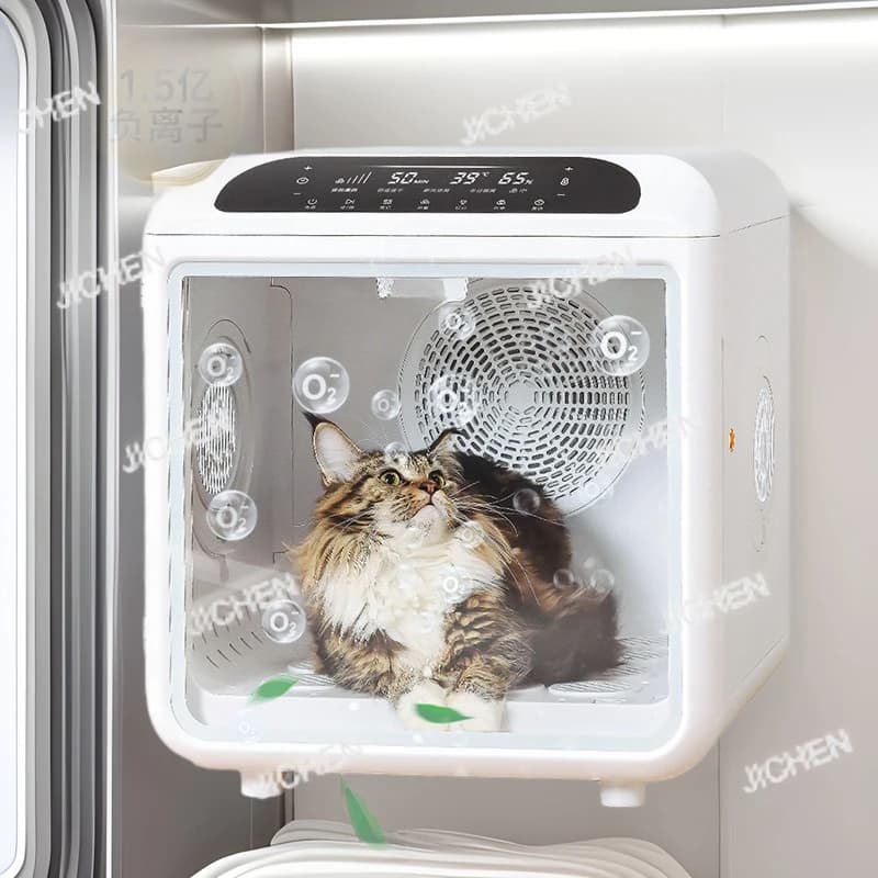 Scatola di asciugatura intelligente per animali domestici con ioni di ossigeno, negozio di animali domestici, asciugacapelli per cani a basso decibel