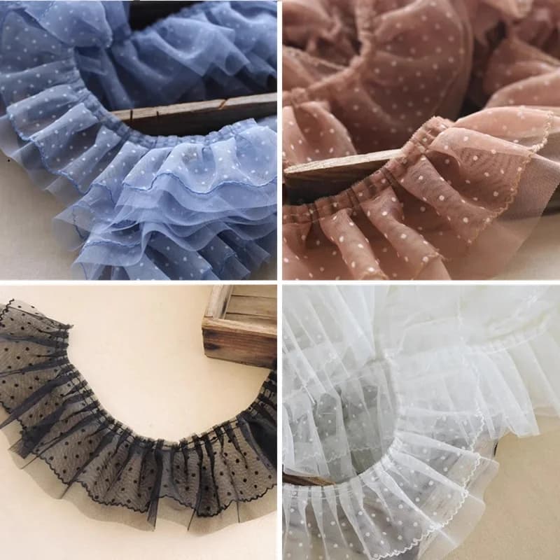NUOVE Pieghe Increspato Macchiato Del Merletto FAI DA TE Per Bambini Vestito Gonna Polsini Orlo Cucito Decorazione Tessili Per La Casa Cuscino Cestino di Immagazzinaggio Trim