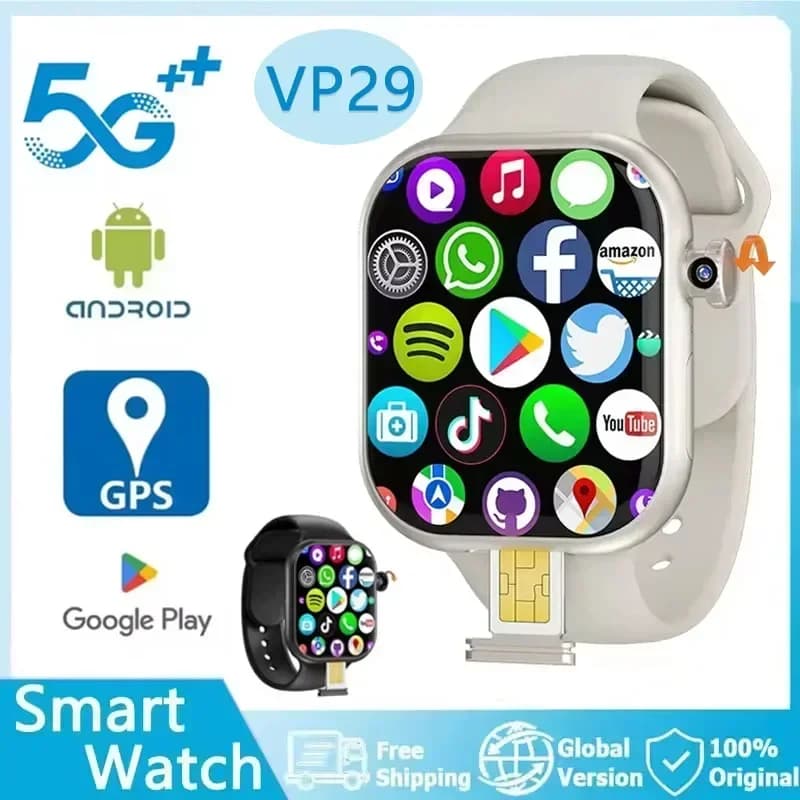 Nuovo smartwatch Android 5G VP29 WIFI GPS NFC SIM card chiamata telecamera rotante Cardiofrequenzimetro Monitoraggio sportivo Scarica app