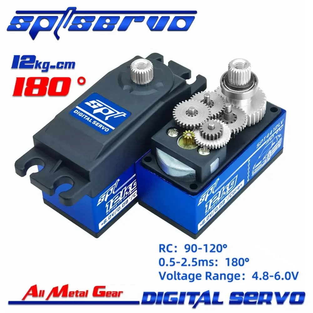 Servo SPT SPT4412LV 12KG 180 ° Servo digitale a corpo corto con ingranaggi interamente in metallo per accessori auto modello elettrico RC 1/10 1/12