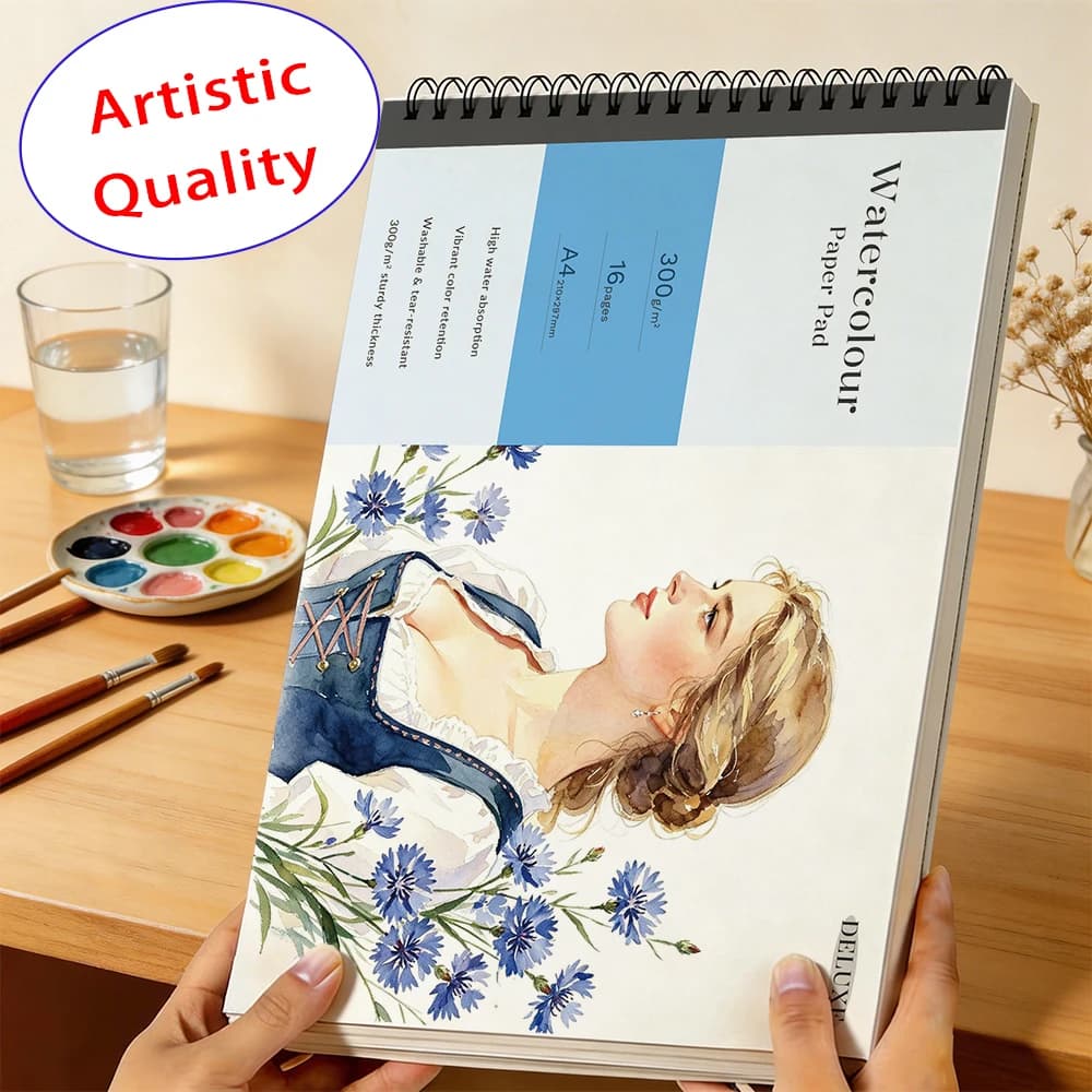 300gsm Heavy Watercolour Sketch Pad 16 Sheets Thick Watercolor Drawing Paper High Color Retention Anti Wash Tear Resistant Fo