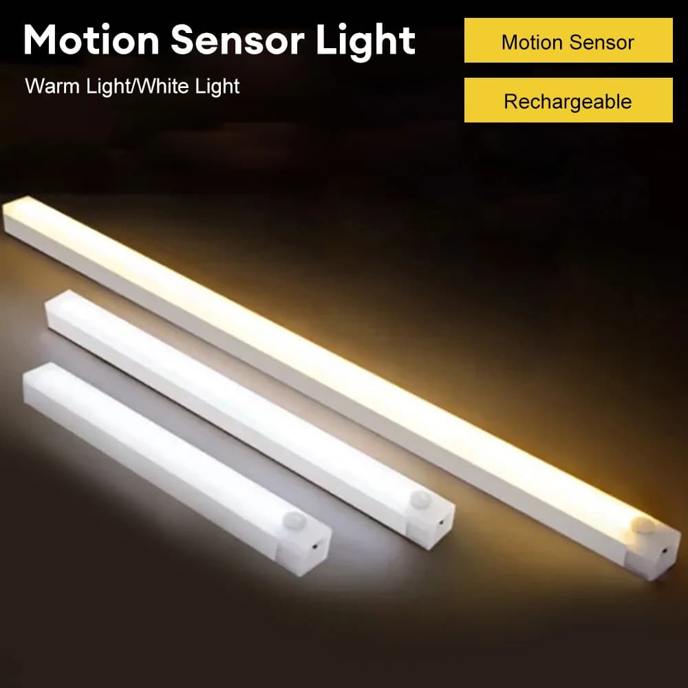 Lampada LED con Sensore di Movimento per Sottopensili, Dimmerabile, Ricaricabile, Luce Notturna per Scale, Armadi, Stanze, Corridoi, Tubo con Rilevatore di Movimento