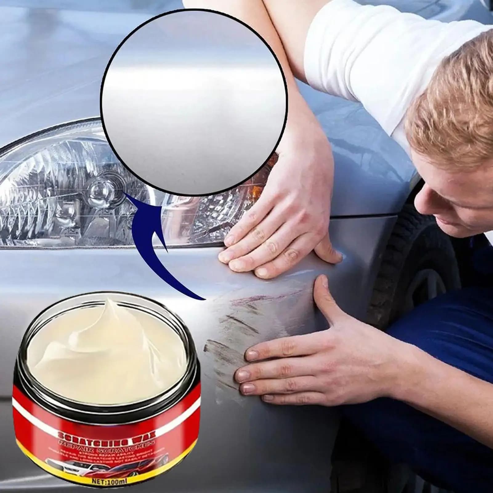 Cera Riparatrice Rapida per Graffi Auto 100ml, Restauratore Professionale per Vernice, Soluzione Facile per la Cura dell'Auto