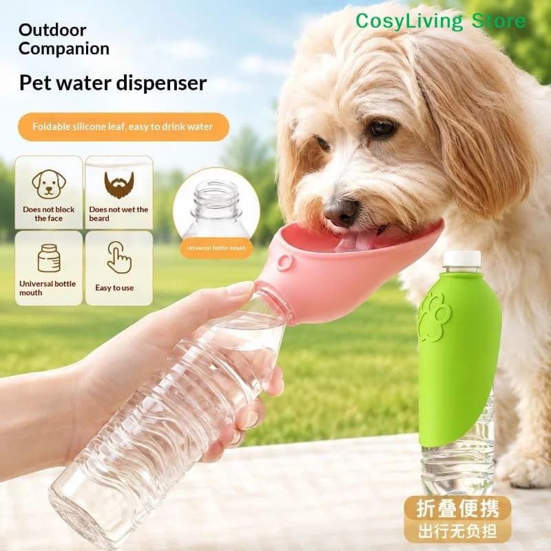 [CL]Leakproof Dog Travel Water Bottle Silicone Large Portable Pet Feeder Outdoor Drinking Bowl Durable Puppy Cat Walking Tool