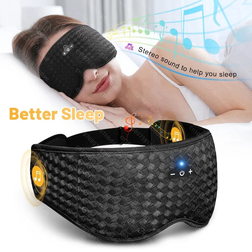 Cuffie per Dormire con Maschera per Occhi 3D, Riproduzione Musicale con Altoparlante HD Integrato, Maschera Bluetooth per Dormire Protezione Oculare Traspirante