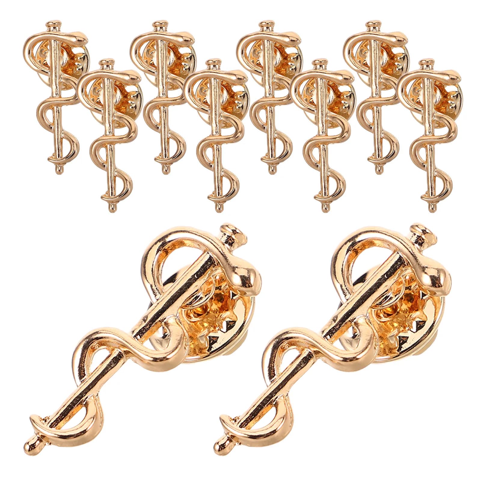 10 Pezzi Spilla a Forma di Serpente Avvolto, Distintivo per Infermieri e Dottori, in Lega, per Cappotto, Camicia, Sciarpa, Gioiello Elegante, Regalo