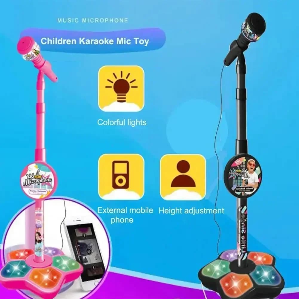 Microfono per bambini con supporto Canzone karaoke Microfono verticale Strumento musicale Giocattoli Giocattolo educativo per l'addestramento del cervello Regalo di compleanno Ragazza Ragazzo