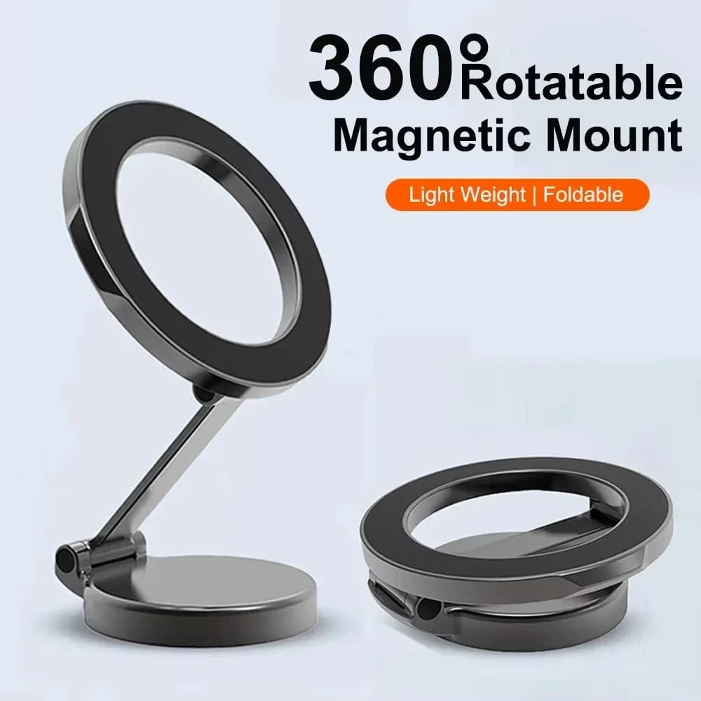 Supporto per cellulare compatto per auto magnetico pieghevole in lega per Mac-Safe 360 ° Supporto da auto magnetico regolabile per iPhone 15 14 13 12 Pro