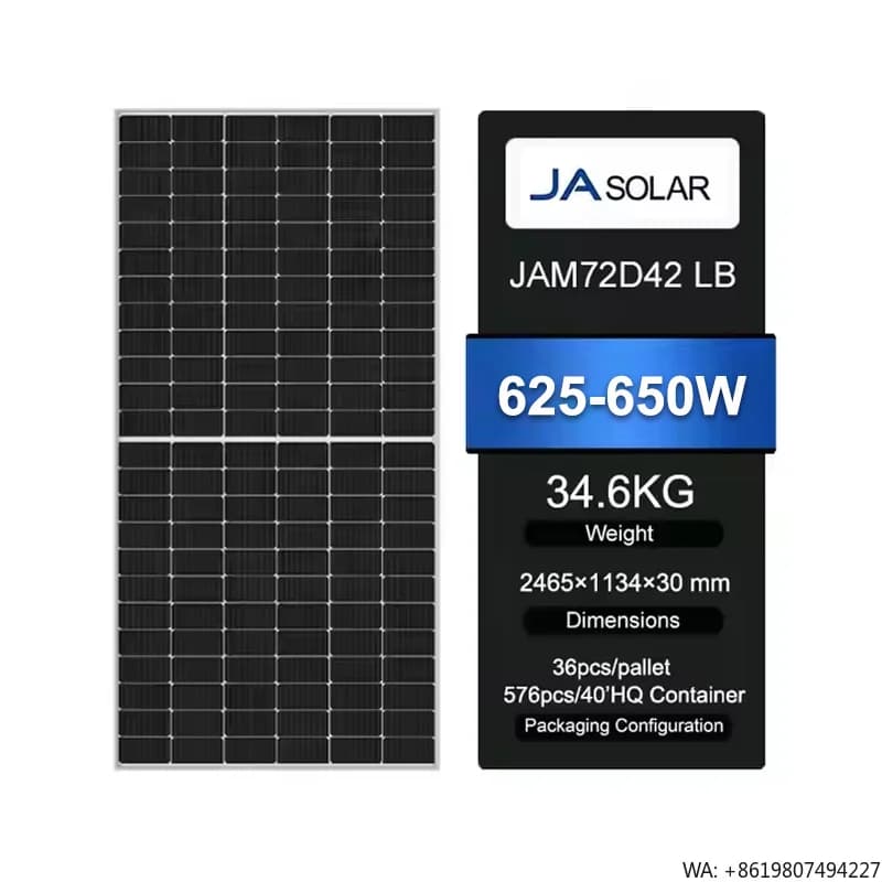 JA Solar Double Glass 640W 645W JAM72D42 LB Bifacial PV Modules 630W N-type Solar Panels 635W for POWER STATION