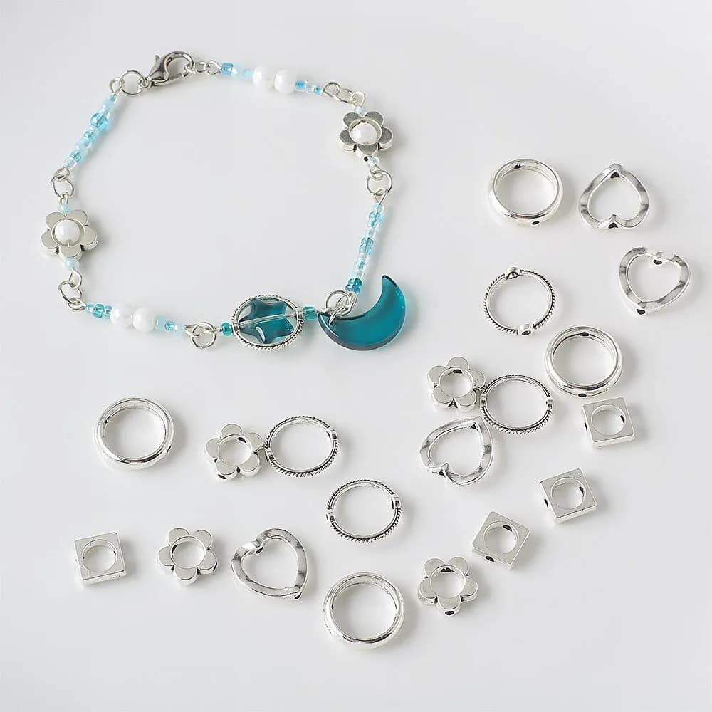 Perline distanziatrici rotonde oro/argento, Anello di perline a cerchio traforato, Accessori per ornamenti fai da te, Materiale per braccialetti di perline