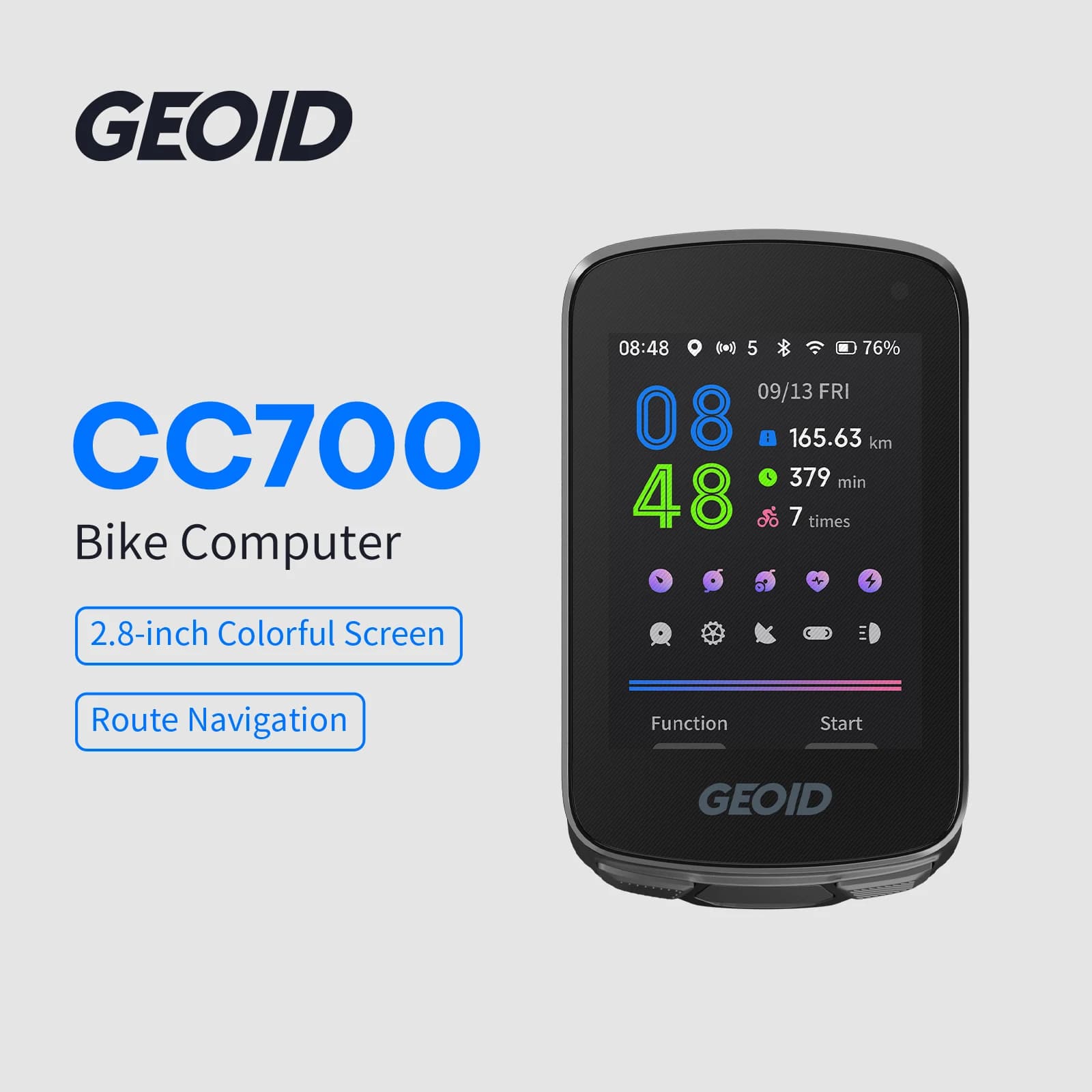 GEOID CC700 GPS Bike Computer 2.8-inch Color Screen Bicycle Speedometer with Route Navigation WIFI Waterproof Cycling Odometer
