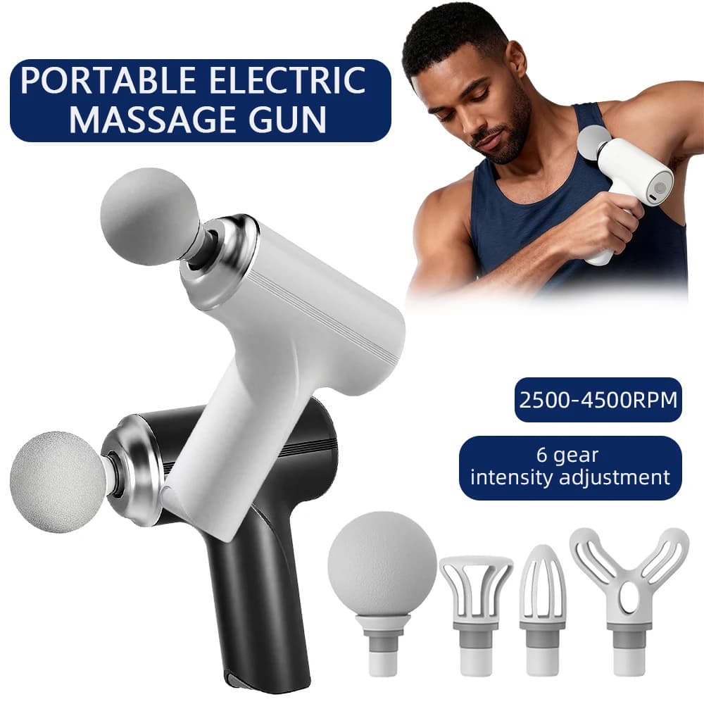 Portable Mini Massage Massage Gun Wireless Back and Back Massage Body massage machine with 6-speed vibration with 4 heads
