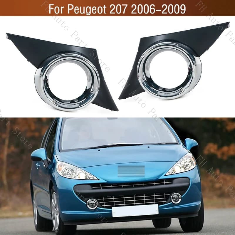 Paraurti anteriore Fendinebbia Lampada Telaio cromato Copertura Brezel Fendinebbia Fendinebbia Trim Cap Hood per Peugeot 207 2006 2007 2008 2009