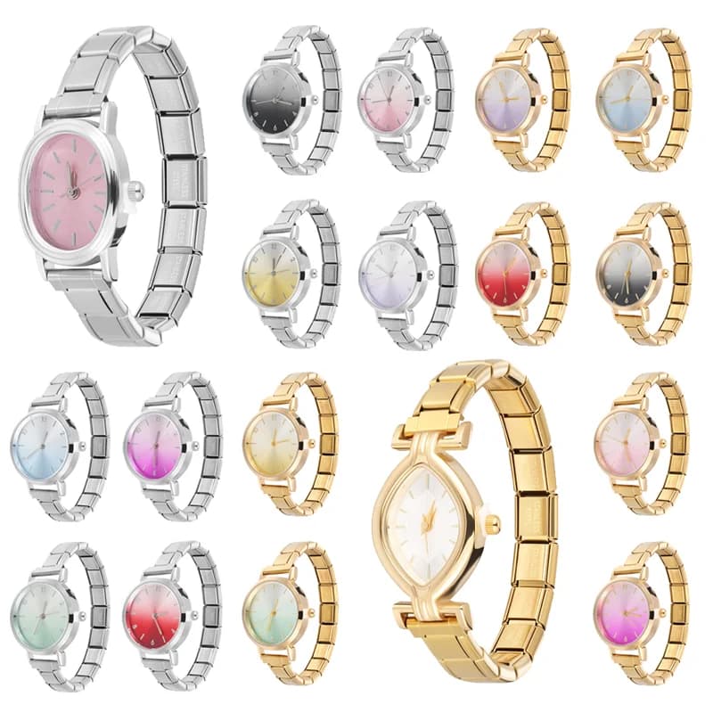 9MM DIY Charm Stainless Steel Sweet Color Watch Bracelet Bangle HighQuality Round Oval Watch Head Fashion Women Men Jewelry Gift