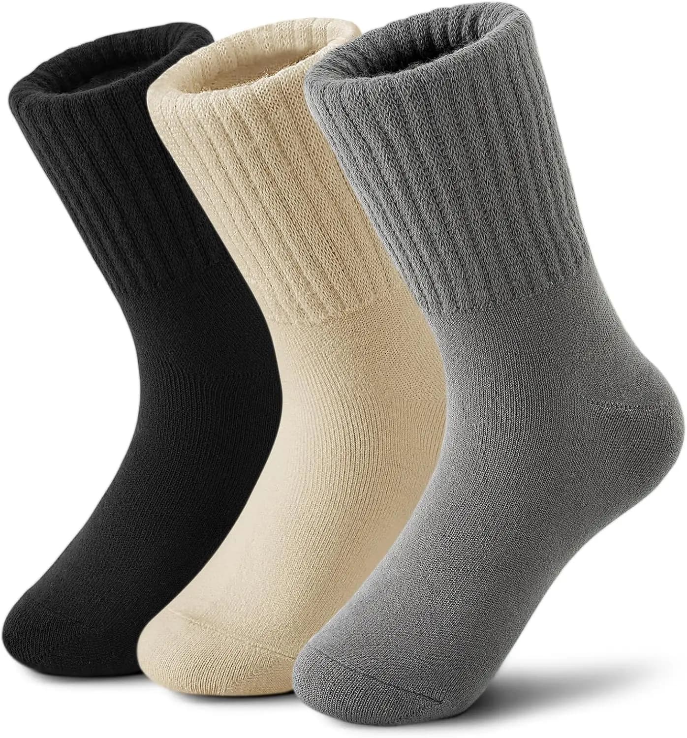 Women's Boot Socks 3/6 pairs, warm and thick socks lined in solid colored fleece, women's winter boots socks