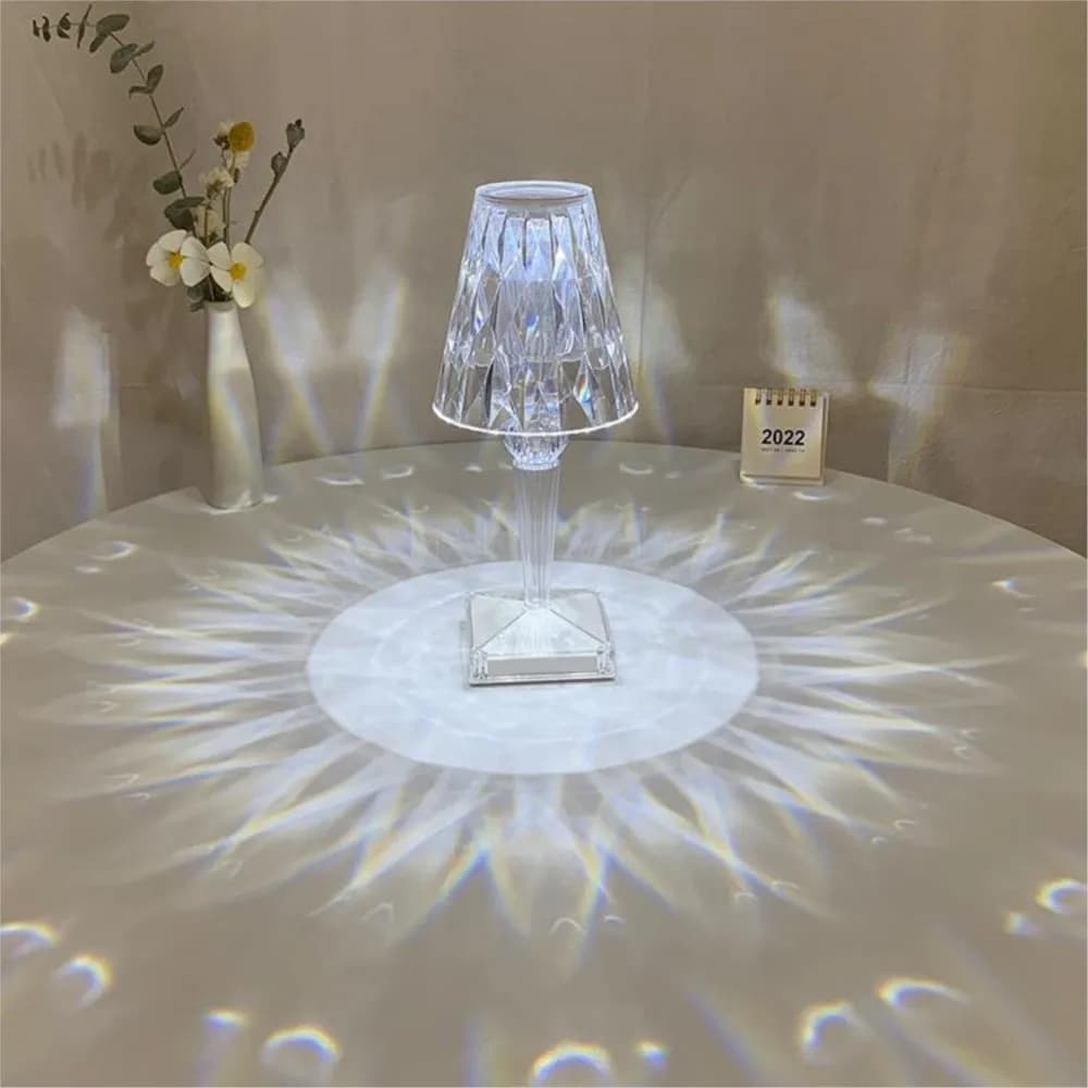 Lampada da scrivania con ricarica Luce notturna Touch Tap Light Lampada con rosa di diamanti Decorazione Lampada da comodino in acrilico famosa su Internet