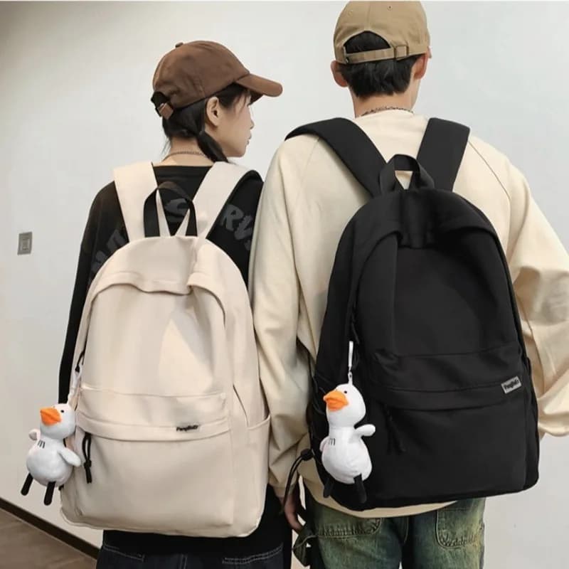 Zaino Minimalista per la Scuola e il Pendolarismo con Portachiavi Staccabile a Forma di Anatra, Multi Tasche, Leggero, per Studenti e Viaggi