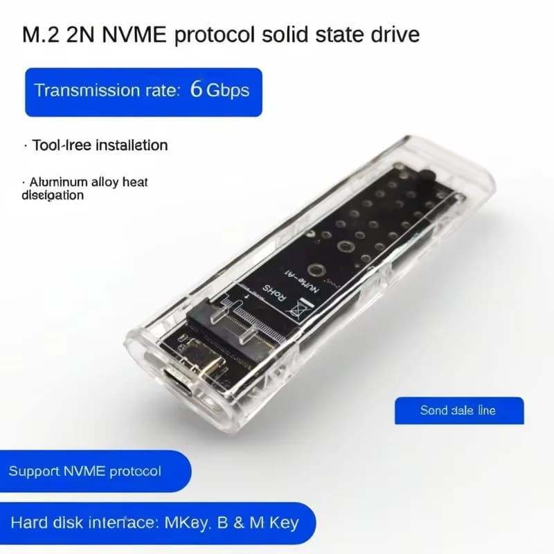 NUOVO Case SSD M.2 NVME PCIe Protocollo USB Type C 6Gbps PCI-E M2 SSD Trasparente Box Esterno per Disco Rigido