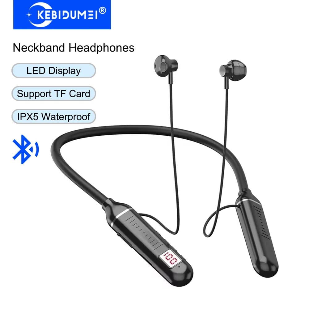 KEBIDUMEI Wireless Headphones with Headband Bluetooth Support TF Card Play stereo earphones HiFi Waterproof sports headphones