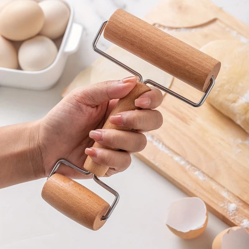 Rullo per impasto a doppia testa Mattarello in legno antiaderente Fondente francese Farina Torta Biscotto Pasticceria Pizza Roller Utensili da cucina da forno