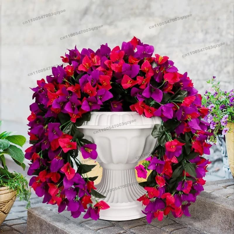 Artificial Triangular Plum Wall Hanging Fake Green Plant Decorative Ornament Flower Wall Wedding Arrangement Violet Plum Blossom