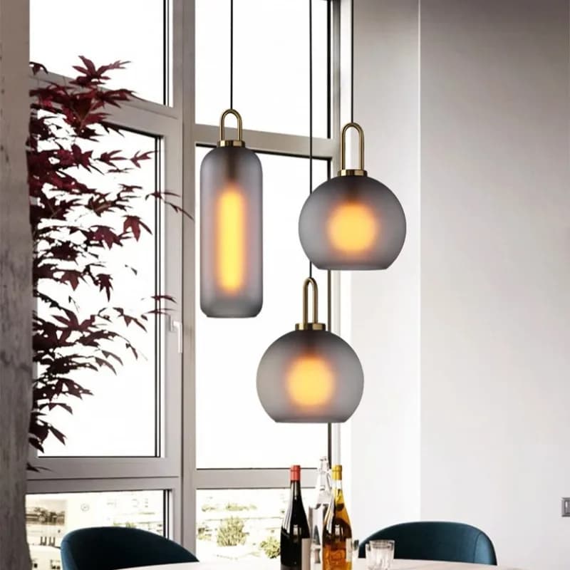 Ristorante di lusso postmoderno Lampada a goccia in vetro Studio Camera da letto Comodino Lampade a sospensione a sfera Lampadario per corridoio ad anello sospeso