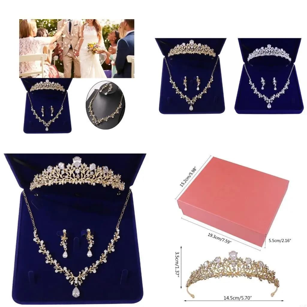 Set gioielli da sposa, collana cristallo, orecchini, in confezione regalo per ragazze