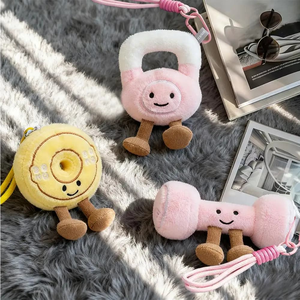 Manubri Kettlebell Plate Barbell Plush Waist Bag Keychain Toy Nice Soft Doll Kawaii Boys Girls Girls Backpack Decoration Gifts
