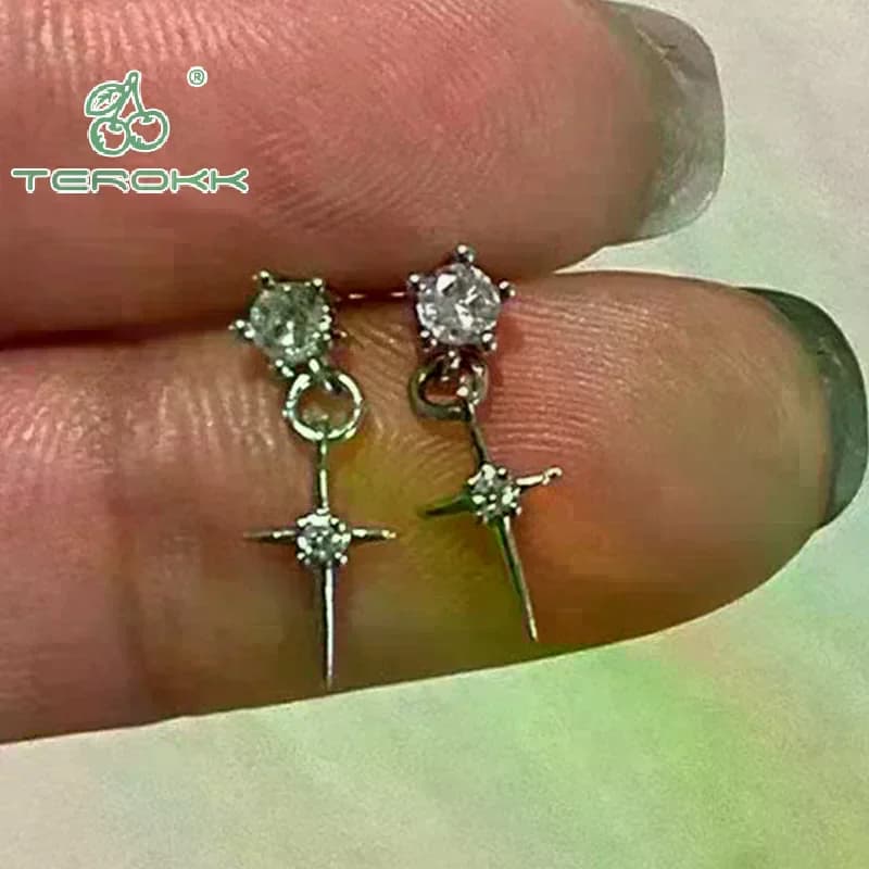 1 paio di bellissimi orecchini con borchie in cristallo per le donne, graziosi accessori per gioielli, zirconi brillanti, orecchini alla moda per ragazze e donne.