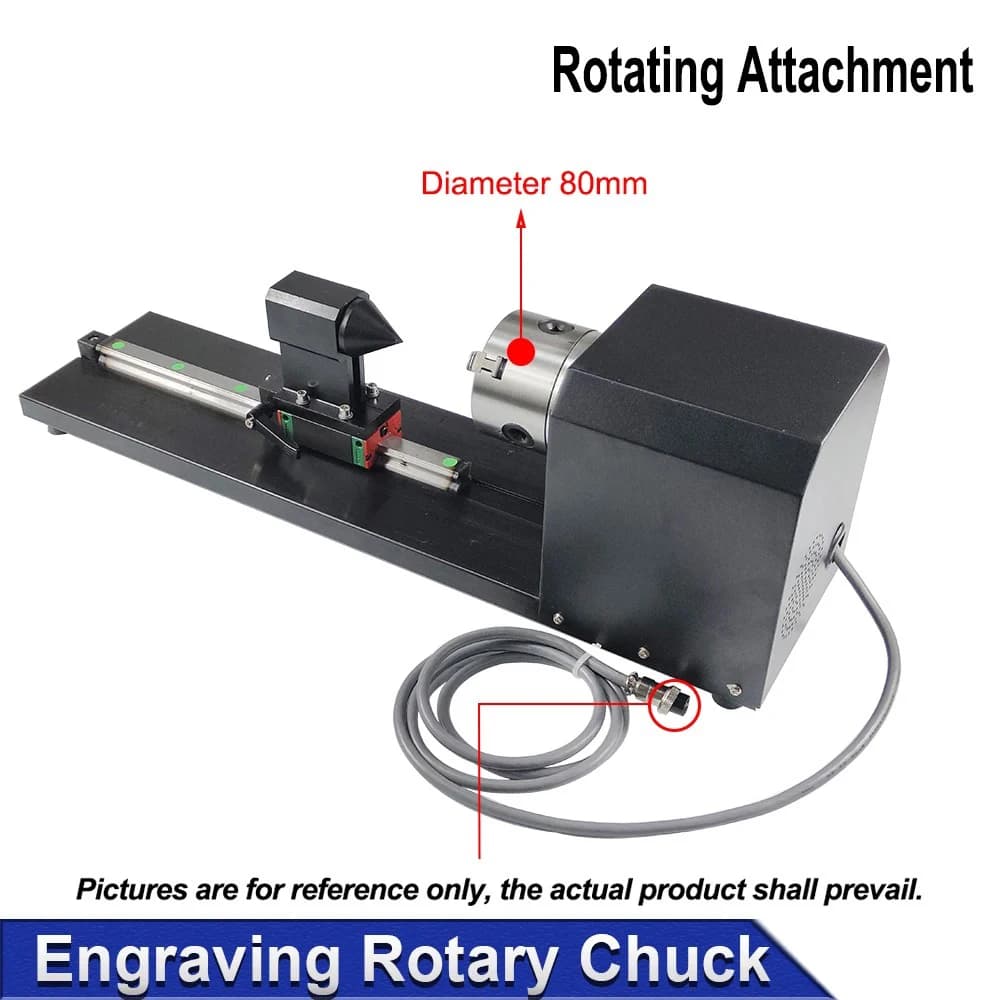 Stepper Type Rotary Shaft Chuck Rotary Axis Attachment for Laser Engraver Cutter Machine Cylindrical Engraving