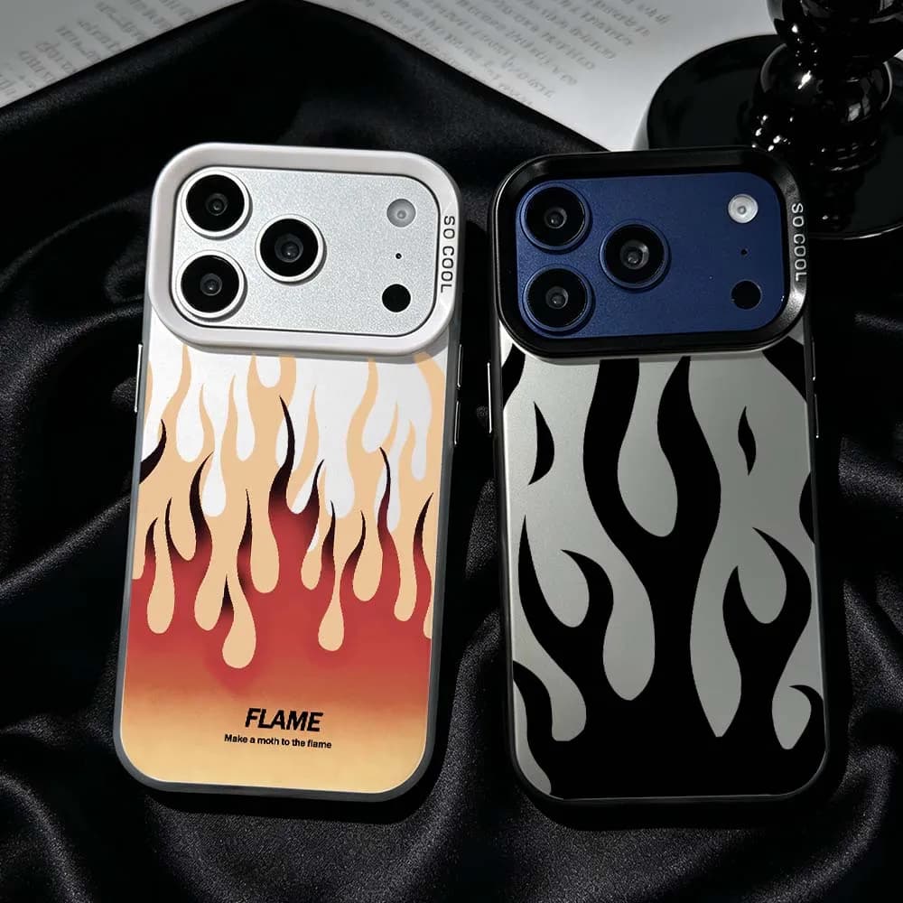 Flame Pattern Design For iPhone 17 Air 16 15 14 13 12 Mini 11 Pro Max Plus Shockproof Plating Matte Cover Phone Case
