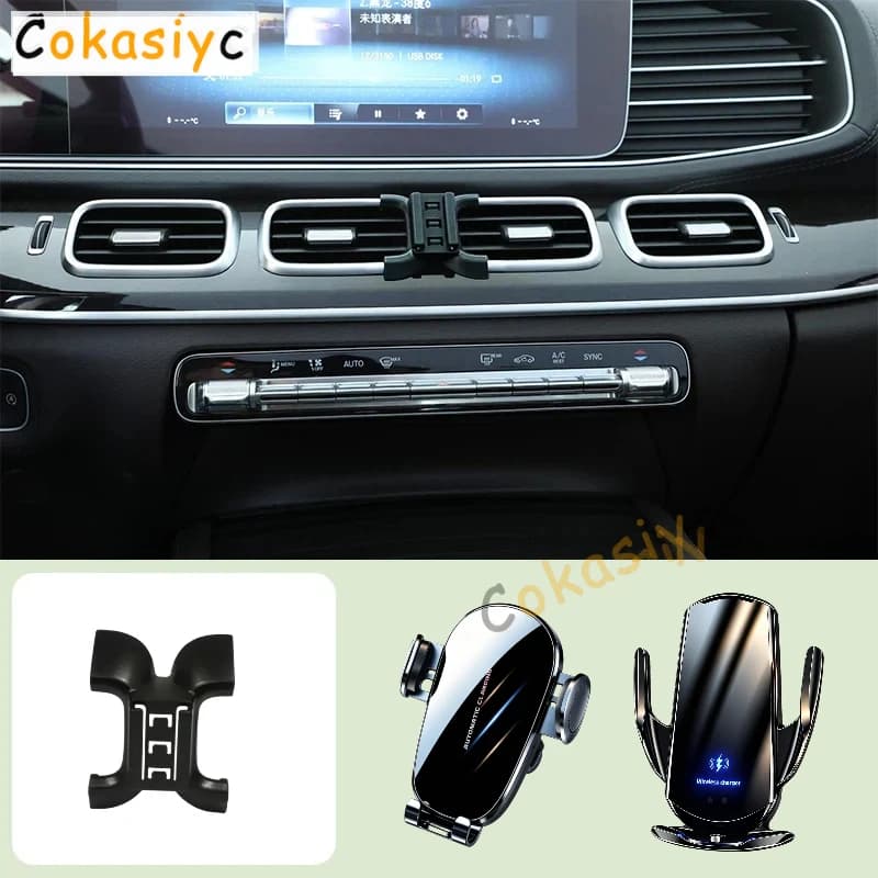 Car Mobile Phone Holder For Mercedes Benz GLE W167 2020-2024 Car Special Bracket Base Mobile Support Wireless Charging Bracket