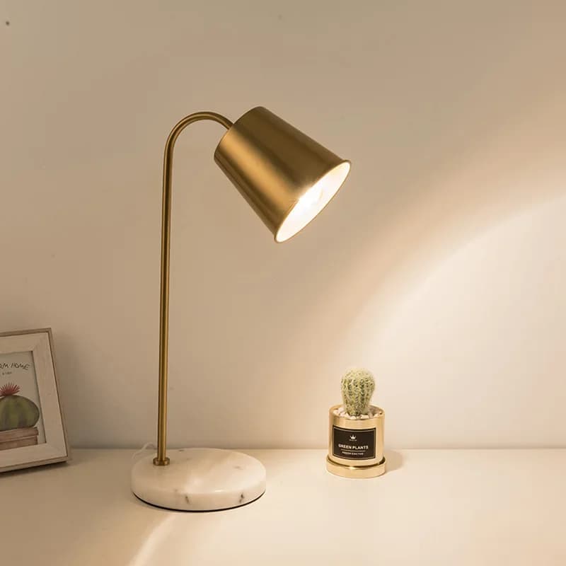 Modern Iron Table Lamp, Luxurious Marble Lamp for Hotel, Living Room, Studio, Bedroom, Bedside Table, Decoration and Eye Protection