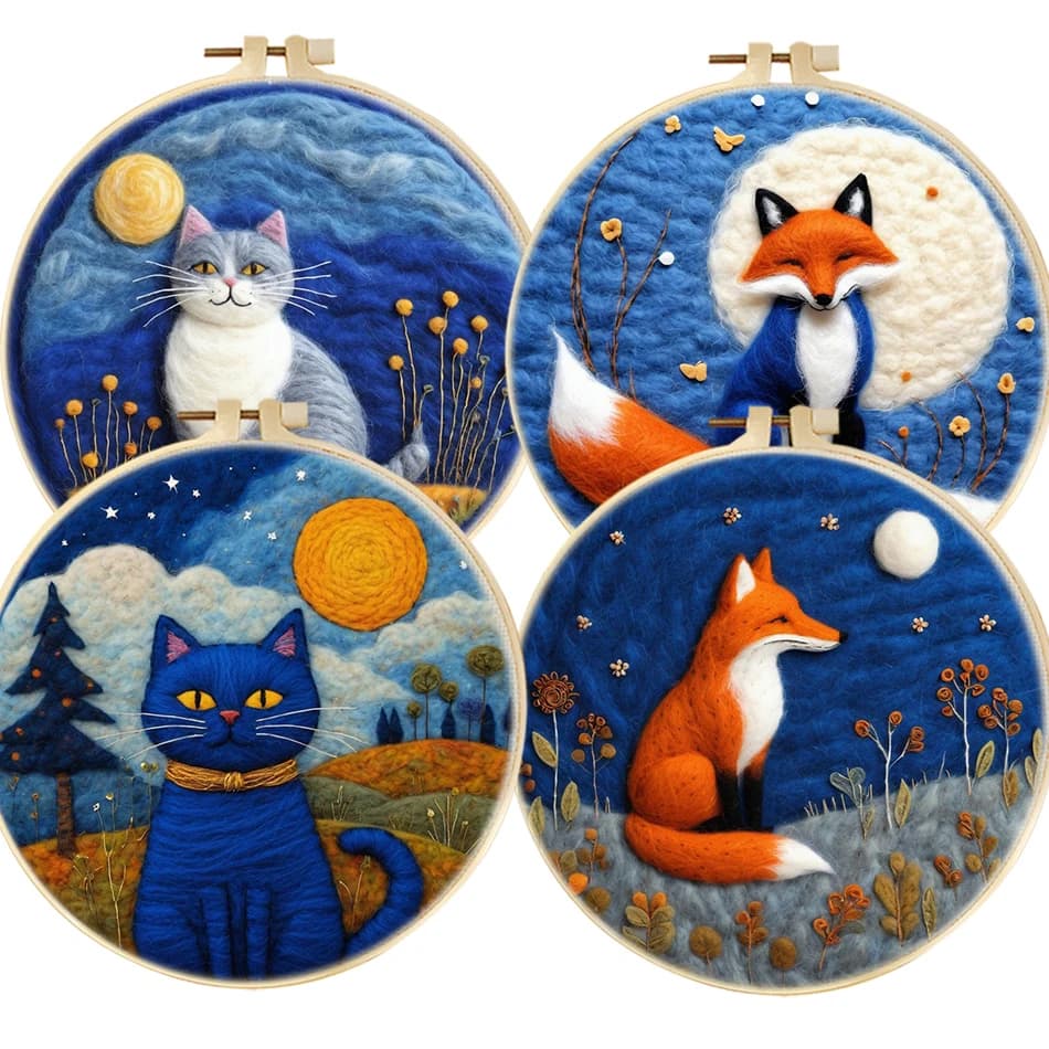 Kit di pittura di lana fai da te Paesaggio FAI DA TE Ago di lana Feltro Pittura Artigianato 20x20 cm Cornice Immagine artigianale Kit fai da te per il regalo della mamma