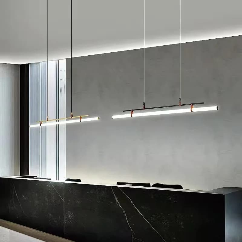 Nordic Minimalist LED Pendant Lamp designer long strip chandelier Dining room Study Room Office Kitchen island chandelier