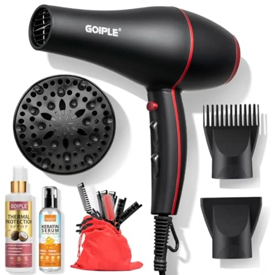 Kit Asciugacapelli Professionale 21 Pezzi - Ionico, Leggero, Silenzioso, Temperatura Costante, Asciugacapelli 1800W per Donne e Uomini - I