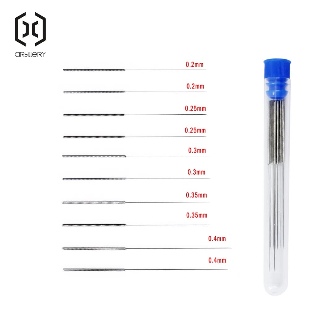 Set di aghi per pulizia ugelli in acciaio inossidabile da 10 pezzi, punte da trapano da 0,2 mm-0,4 mm, strumenti per la pulizia ugelli V6 per stampante 3D