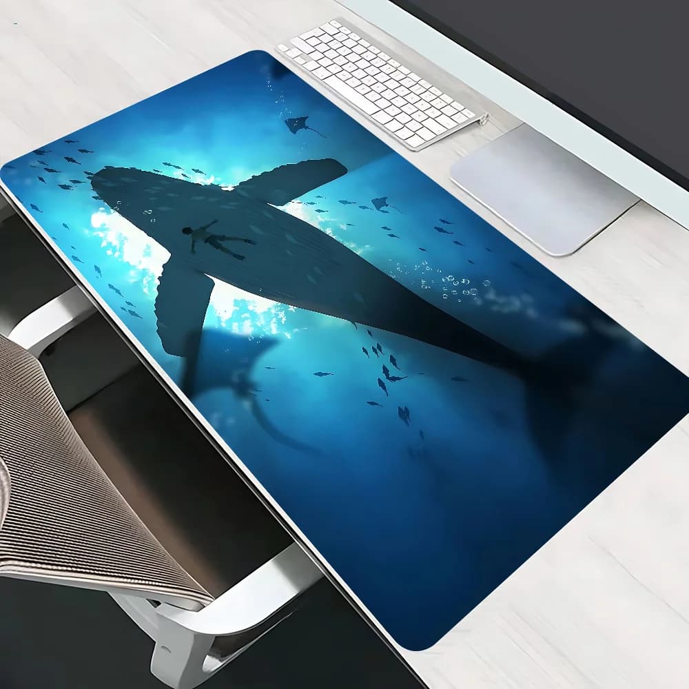 PU Leather Mouse Carpet Model Shark Whale Ocean Luxury Office Mouse Mat Large Office Mouse Mouse Mat Waterproof Desktop Keyboard