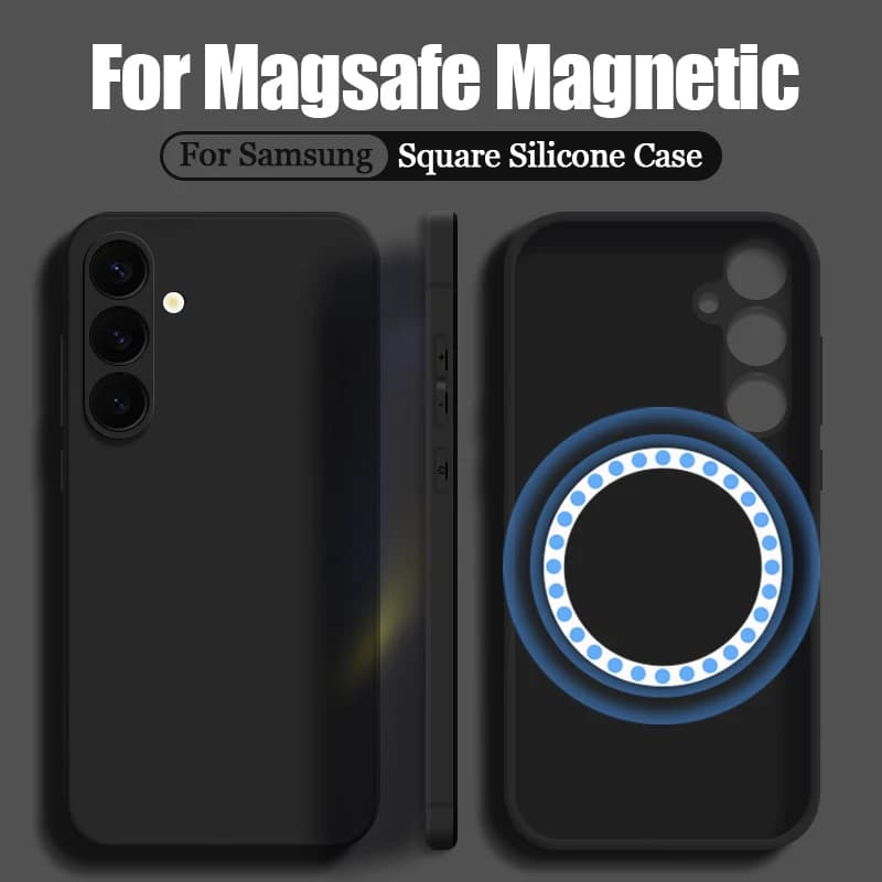 Custodia morbida magnetica per Samsung Galaxy S25 S24 S23 S22 Ultra Plus S24 FE A56 A55 A16 A15 per copertura di ricarica wireless Magsafe