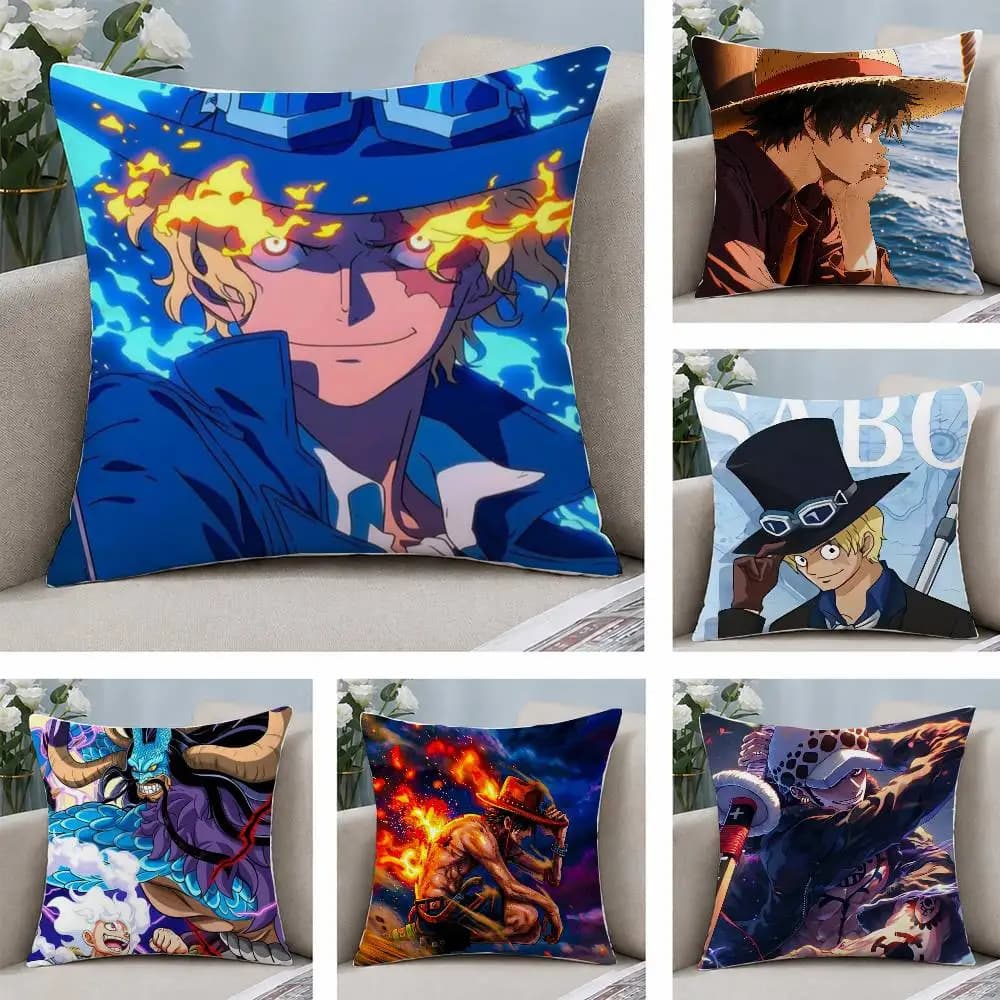 One Piece Sun God Nika Anime Plush Pillow Cover Soft Short Plush Cushion Cover For Sofa Bedroom Home Decor Gift Decoration