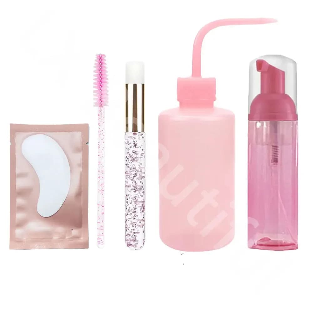 23 pieces cleaning kit extension eyelashes 5 in 1 shampoo for eyelashes brush soap foam washing bottle set eyebrow mascara wand patches for eyes